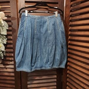 Marc Jacobs Denim A-Line Pleated Skirt - Blue